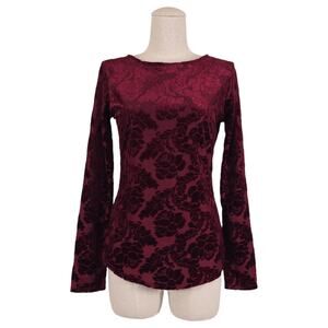 Sundance Delicate Senses Velvet Tee Burgundy Red Sz Extra Small
